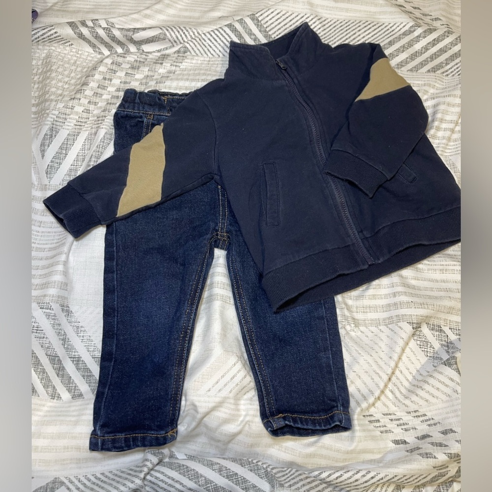 Bundle- Miles The Label zipper sweater and jeans for Baby Boy in size 9-12M